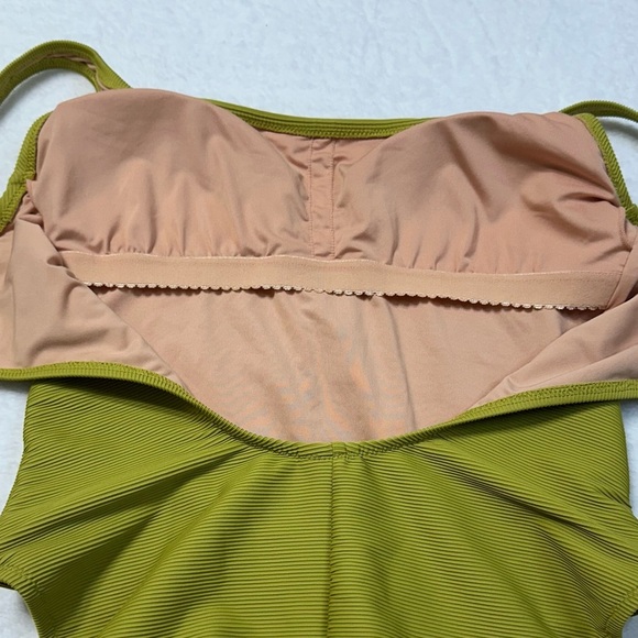J. Crew Long Torso Ribbed Squareneck Green One Piece Swimsuit Sleek Design - Picture 8 of 14